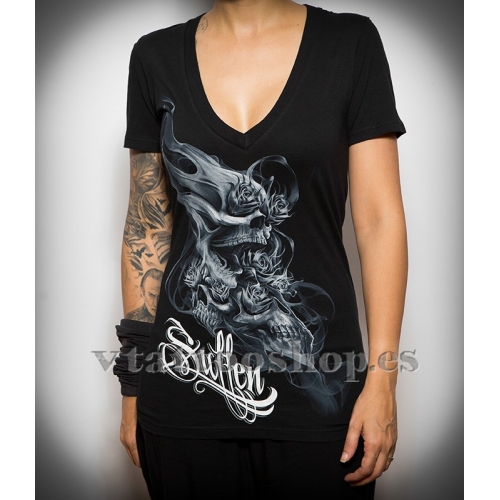 Camiseta Sullen smokey skull woman
