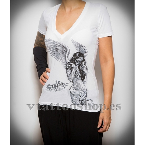 Sullen white Fallen Angel woman t-shirt