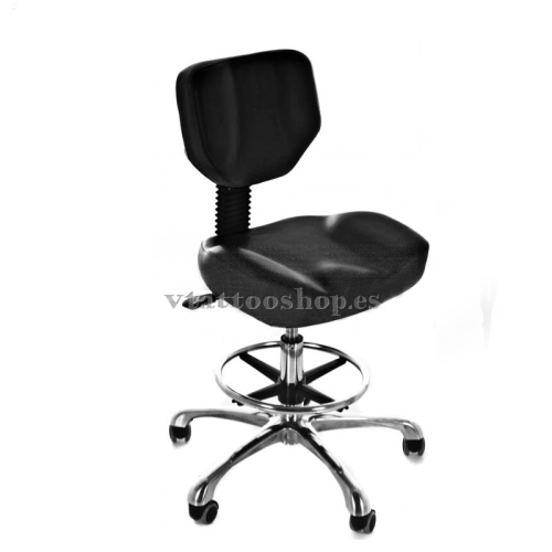 Hydraulic stool with backrest and seat adjustment with footrest ring