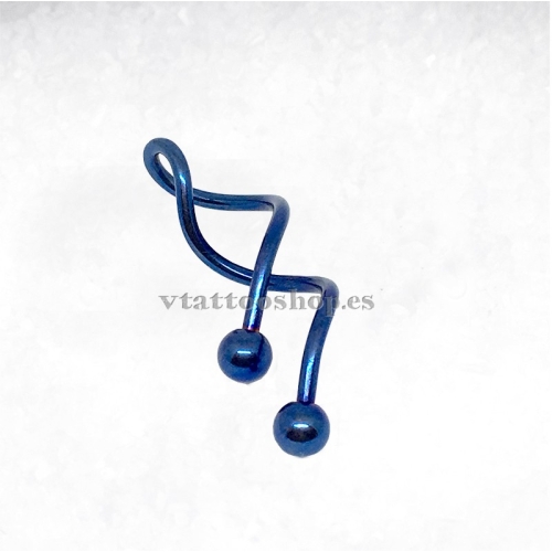 Espiral azul acero 316L oreja 1.6 mm